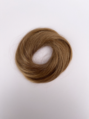 Very light blonde hair bun