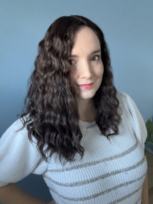 Darkhair curlyhair topper  made from natural hair. Ideal for alopecia, fine and thinning hair, or lack of density.
