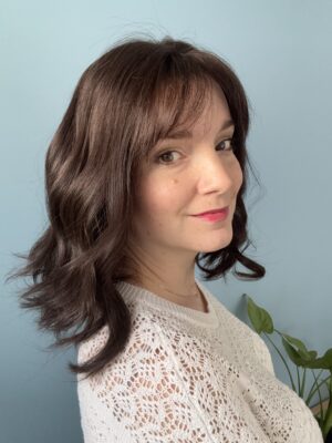 High-end lace wig made from natural dark brown hair. Solution for alopecia, hair loss, and thinning hair.